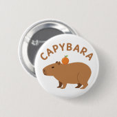 Süße Capybara mit Orange auf dem Kopf Minimalist M Button (Vorne & Hinten)