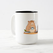 Süße Capybara-Programmierer-Coffee-Laptop-Design Zweifarbige Tasse (Vorderseite Links)