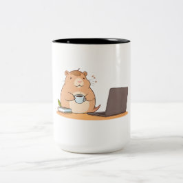 Süße Capybara-Programmierer-Coffee-Laptop-Design Zweifarbige Tasse