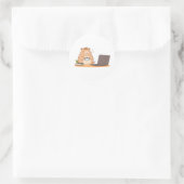 Süße Capybara-Programmierer-Coffee-Laptop-Gestaltu Runder Aufkleber (Tasche)