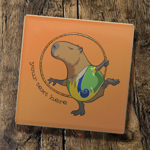Süße Capybara-Rhythmische-Gymnastik-Reifen-Cartoon Glasuntersetzer