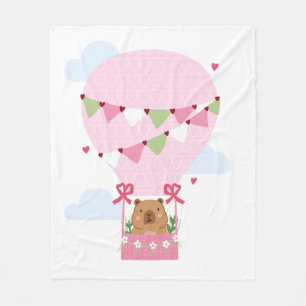 Süße Capybara-Rosa-Geburtstagsfeier Fleecedecke