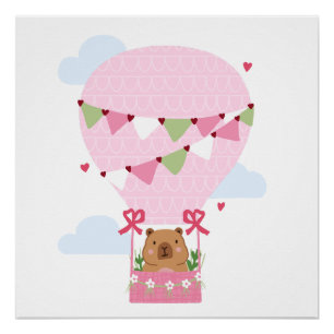Süße Capybara Rosa Geburtstagsfeier Poster