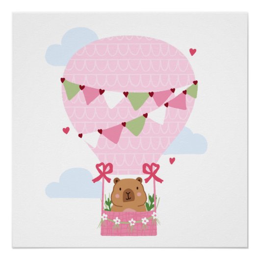 Süße Capybara Rosa Geburtstagsfeier Poster (Vorderseite)