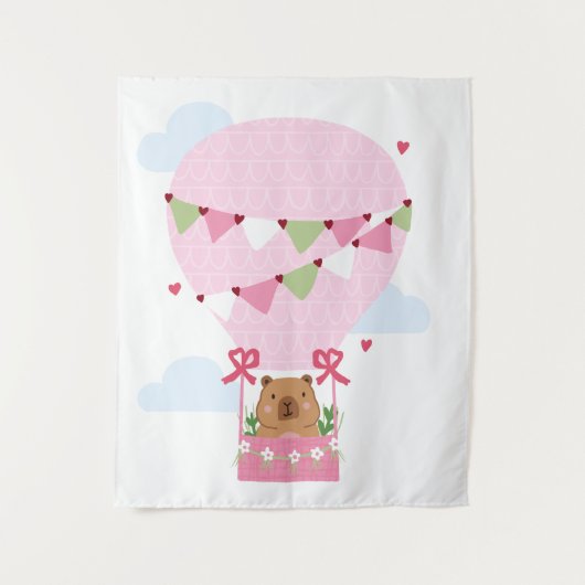 Süße Capybara Rosa Geburtstagsfeier Wandteppich (Vorderseite)