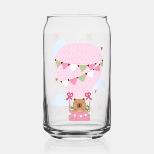 Süße Capybara Rosa Heißluftballon Dosenglas (Vorderseite)
