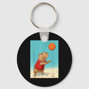 Süße Capybara-Sportarten Lustiges Basketball-Desig Schlüsselanhänger