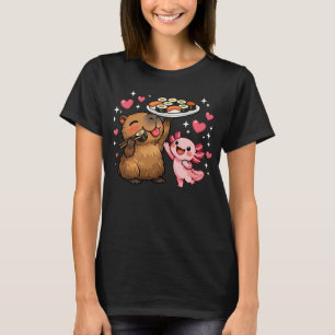 Süße Capybara Sushirolle Und Axolotl Lustig T-Shirt