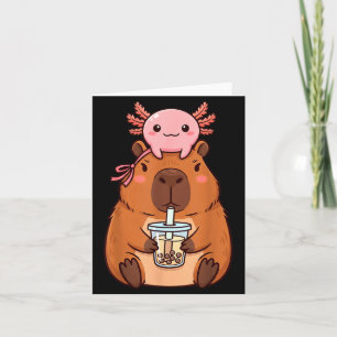 Süße Capybara trinkt Boba-Tee Kawaii Axolotl Karte