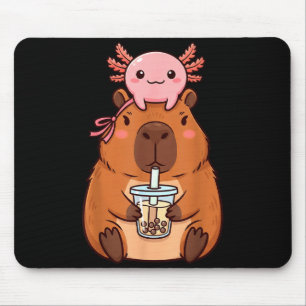 Süße Capybara trinkt Boba-Tee-Kunstwerk Mousepad