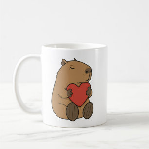 Süße Capybara umarmt Herz Valentinstag Kaffeetasse