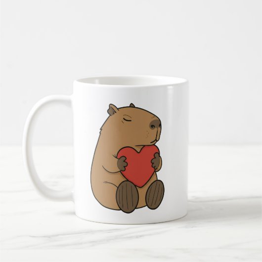 Süße Capybara umarmt Herz Valentinstag Kaffeetasse (Links)