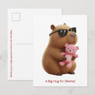 Süße Capybara umarmt Teddybär Custom Postkarte