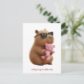 Süße Capybara umarmt Teddybär individuell Postkarte (Stehend Vorderseite)