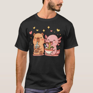 Süße Capybara und Axolotl Kawaii T-Shirt