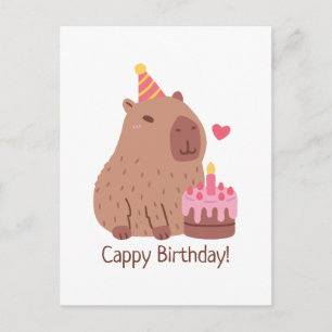Süße Capybara und Kuchen Happy Cappy Geburtstag Postkarte