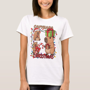 Süße Capybara-Weihnachtslichter Festliche Party T-Shirt