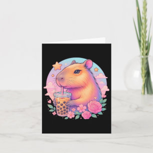 Süße Capyra Kawaii Anime Bo Bubble Tea Liebhaberin Karte