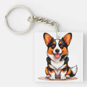 Süße Cardigan Welsh Corgi Welpen Charakter Cartoon Schlüsselanhänger