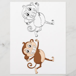 Süße Cartoon-Affen-Malvorlage Flyer