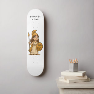 Süße Cartoon-Athena-Göttin – Geboren um ein Held z Skateboard