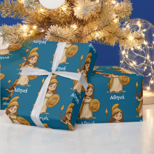 Süße Cartoon-Athena – Griechische Göttin individue Geschenkpapier