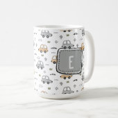 Süße Cartoon-Autos Personalisiertes Monogramm  Kaffeetasse (VorderseiteRechts)