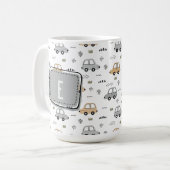 Süße Cartoon-Autos Personalisiertes Monogramm  Kaffeetasse (Vorderseite Links)