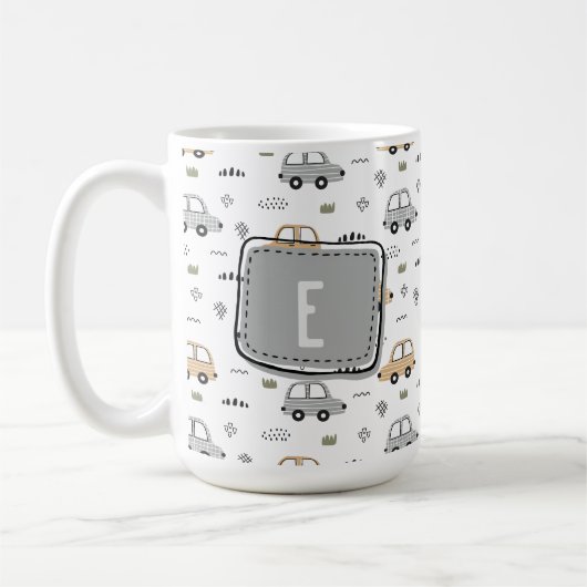 Süße Cartoon-Autos Personalisiertes Monogramm  Kaffeetasse (Links)