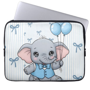 Süße Cartoon-Baby-Elefanten Blaue Laptop-Hülle für Laptopschutzhülle