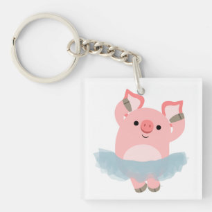 Süße Cartoon-Ballerina-Schwein-Acryl-Schlüsselanhä Schlüsselanhänger