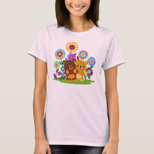 Süße Cartoon-Bären-Garten-Frauen-T-Shirt T-Shirt