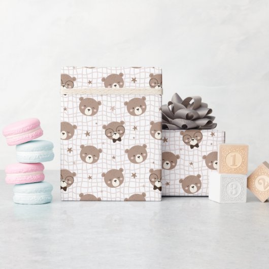 Süße Cartoon-Bären-Muster-Wrap-Rolle Geschenkpapier (Babyparty)