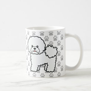 Süße Cartoon Bichon Frise Hunde und graue Hundepfo Kaffeetasse