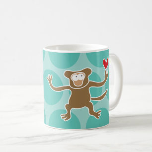 Süße Cartoon Braune Affen/ Menschenaffen Fun Dots  Kaffeetasse