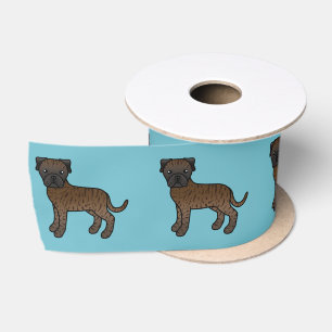 Süße Cartoon-Bullmastiff-Hunde mit Tigerstreifen Satinband