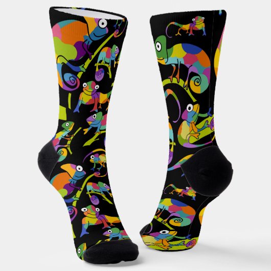 Süße Cartoon-Chamäleons in hellen Farben illustrie Socken (Gewinkelt)