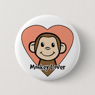 Süße Cartoon-Cliparts lächelnder Affe Liebe im Her Button