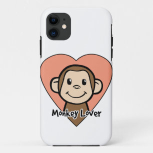 Süße Cartoon-Cliparts lächelnder Affe Liebe im Her iPhone 11 Hülle
