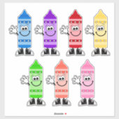 Süsse Cartoon Crayons Vinyl Stickers Aufkleber (Blatt)
