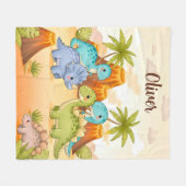 Süße Cartoon-Dinosaurier-Freunde Fleecedecke (Vorderseite (Horizontal))