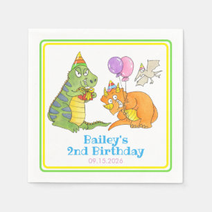 Süße Cartoon-Dinosaurier Kindergeburtstag Serviette