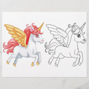 Süße Cartoon-Einhorn-Malvorlage Flyer