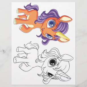 Süße Cartoon-Einhorn-Malvorlage Flyer