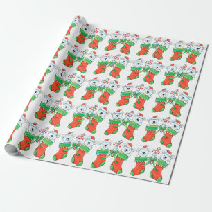 Süße Cartoon-Eisbären in Weihnachtsstrümpfen Geschenkpapier