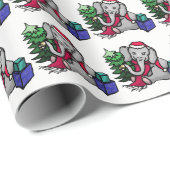 Süße Cartoon-Elefanten auf Schnee-weißem Geschenkpapier (Rolleneckpunkt)