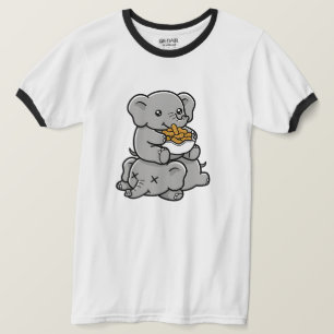 Süße Cartoon-Elefanten, die Erdnüsse essen, lustig T-Shirt