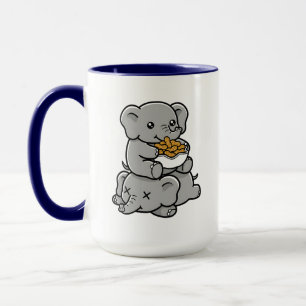Süße Cartoon-Elefanten essen Erdnüsse Spaß Kunst Tasse