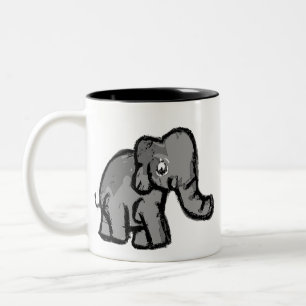 Süße Cartoon-Elefanten-Kaffeetasse für Kinder  Zweifarbige Tasse
