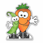 Süsse Cartoon Erbsen und Karotten Vinyl Sticker (Vorderseite)